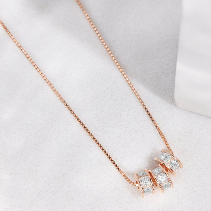 Rolling Stone Rose Gold Plated 925 Sterling Silver Necklace
