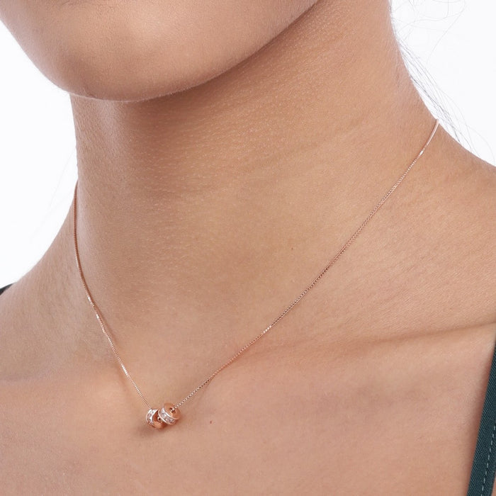 Rolling Stone Rose Gold Plated 925 Sterling Silver Necklace