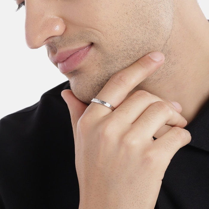 Romantic Bliss Rhodium Plated 925 Sterling Silver Couple Ring (Adjustable)