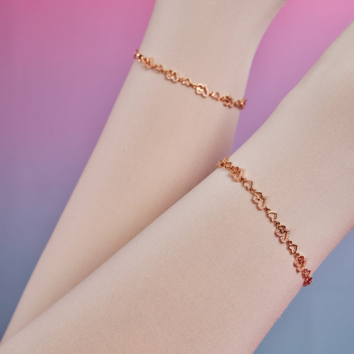 Romantic Heart Rose Gold-Plated 925 Sterling Silver Anklet