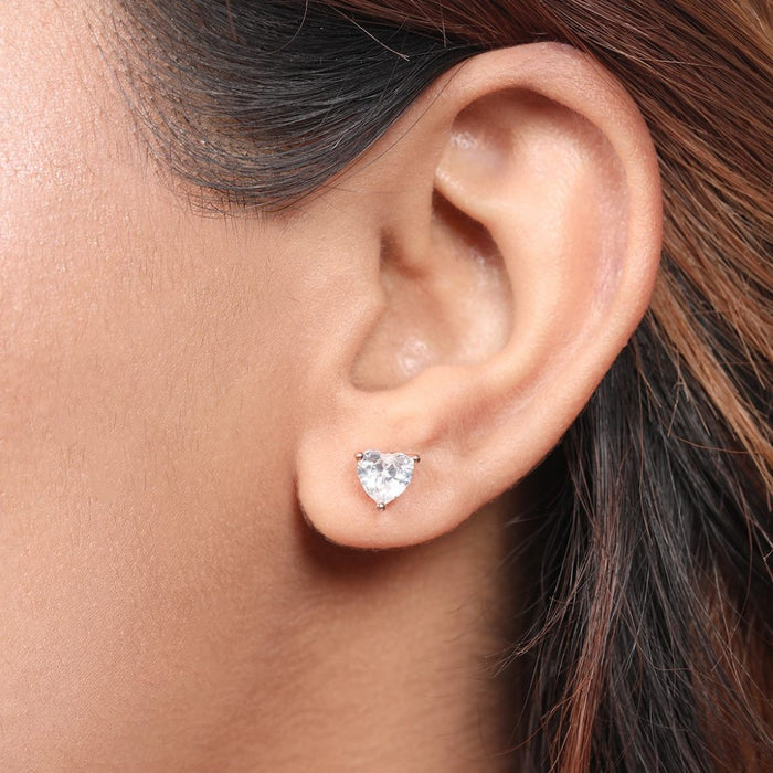 Romantic Heart Rose Gold Plated 925 Sterling Silver Stud Earrings