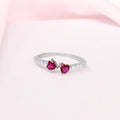 Romantic Heart-Shaped Rhodium-Plated 925 Sterling Silver Ring