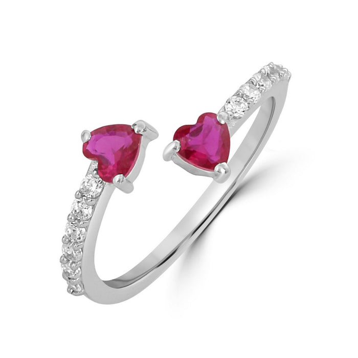 Romantic Heart-Shaped Rhodium-Plated 925 Sterling Silver Ring