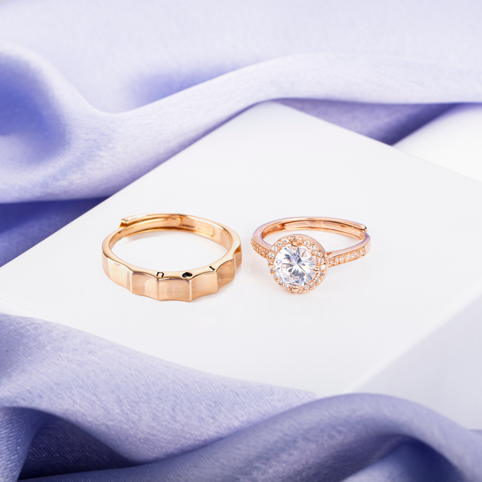 Romantic Love Rose Gold Plated 925 Sterling Silver Ring (Adjustable)