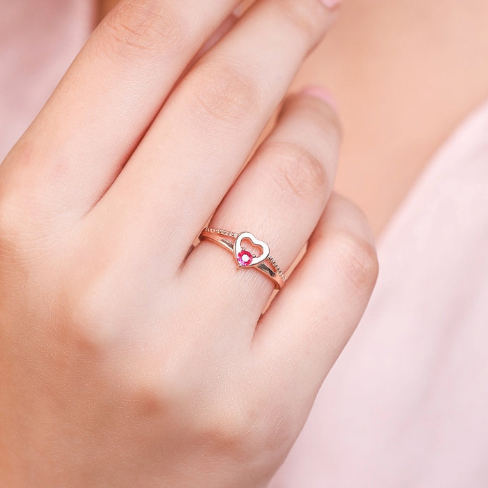 Romantic Love Rose Gold Plated 925 Sterling Silver Ring (Adjustable)