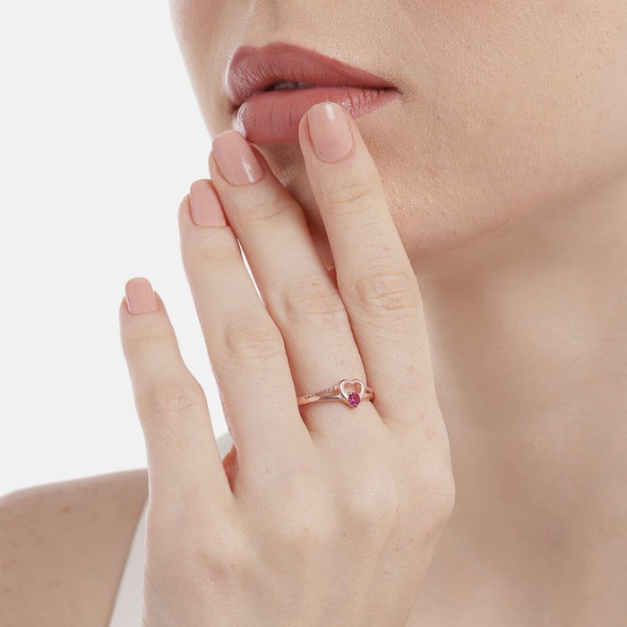 Romantic Love Rose Gold Plated 925 Sterling Silver Ring (Adjustable)