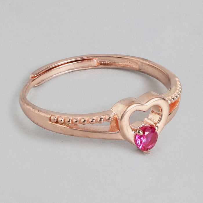 Romantic Love Rose Gold Plated 925 Sterling Silver Ring (Adjustable)