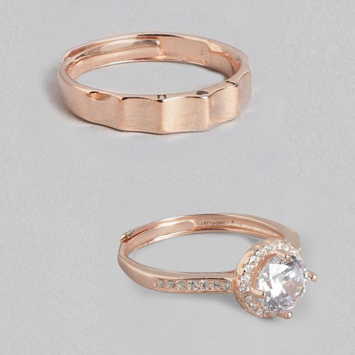 Romantic Love Rose Gold Plated 925 Sterling Silver Ring (Adjustable)