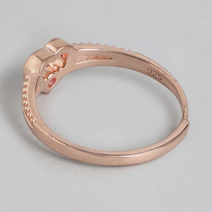 Romantic Love Rose Gold Plated 925 Sterling Silver Ring (Adjustable)