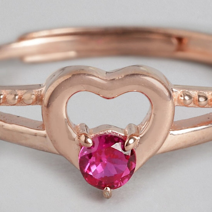 Romantic Love Rose Gold Plated 925 Sterling Silver Ring (Adjustable)