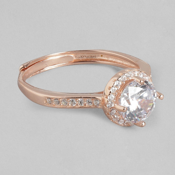 Romantic Love Rose Gold Plated 925 Sterling Silver Ring (Adjustable)