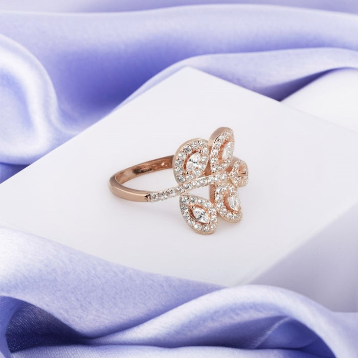 Romantic Love Rose Gold Plated 925 Sterling Silver Ring (Onesize)