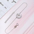 Romantic Moon and Star Cubic Zirconia 925 Silver Bracelet