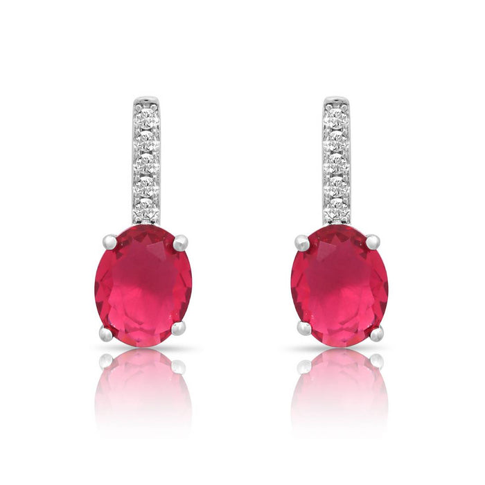 Romantic Pink Rhodium Plated 925 Sterling Silver Earrings
