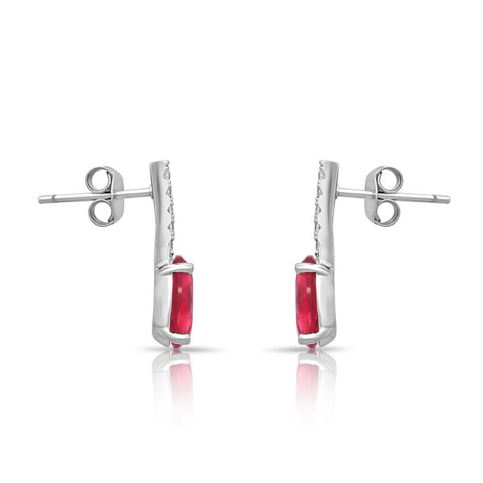 Romantic Pink Rhodium Plated 925 Sterling Silver Earrings