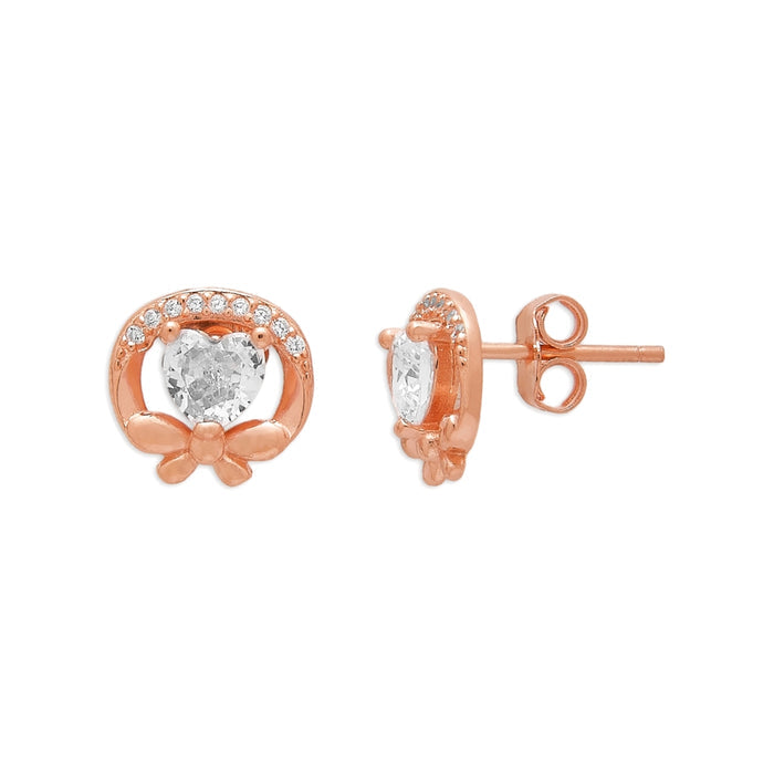 Romantic Rose Gold Plated 925 Sterling Silver Heart Earrings