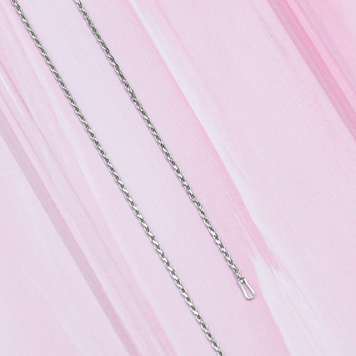 Rope Rhodium Plated 925 Sterling Silver Anklet