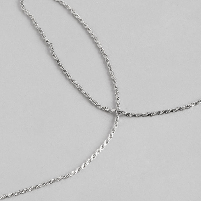 Rope Rhodium Plated 925 Sterling Silver Anklet