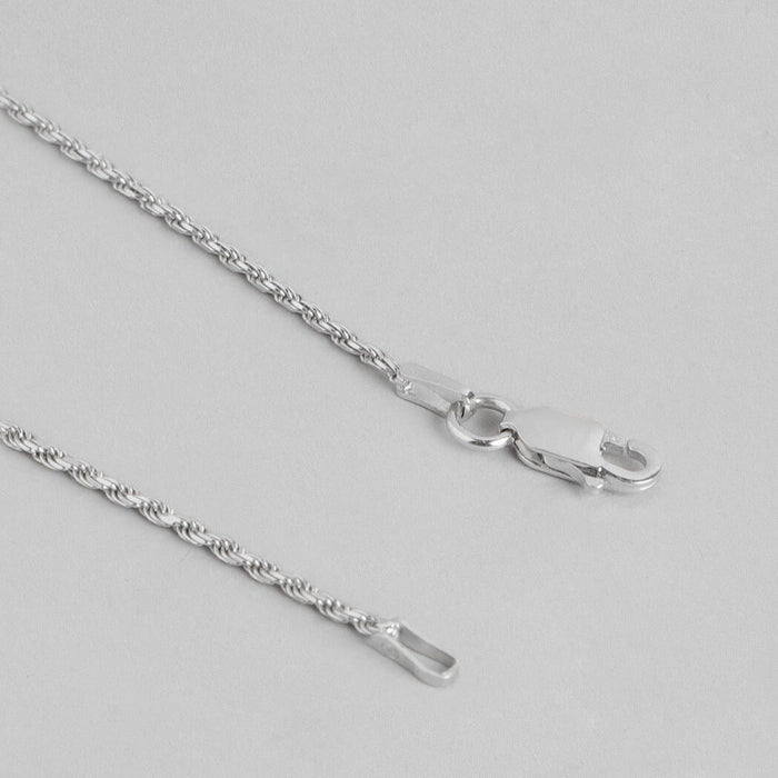 Rope Rhodium Plated 925 Sterling Silver Anklet