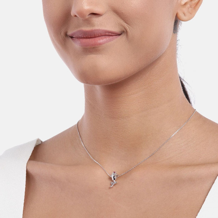 Rose 925 Sterling Silver CZ Necklace