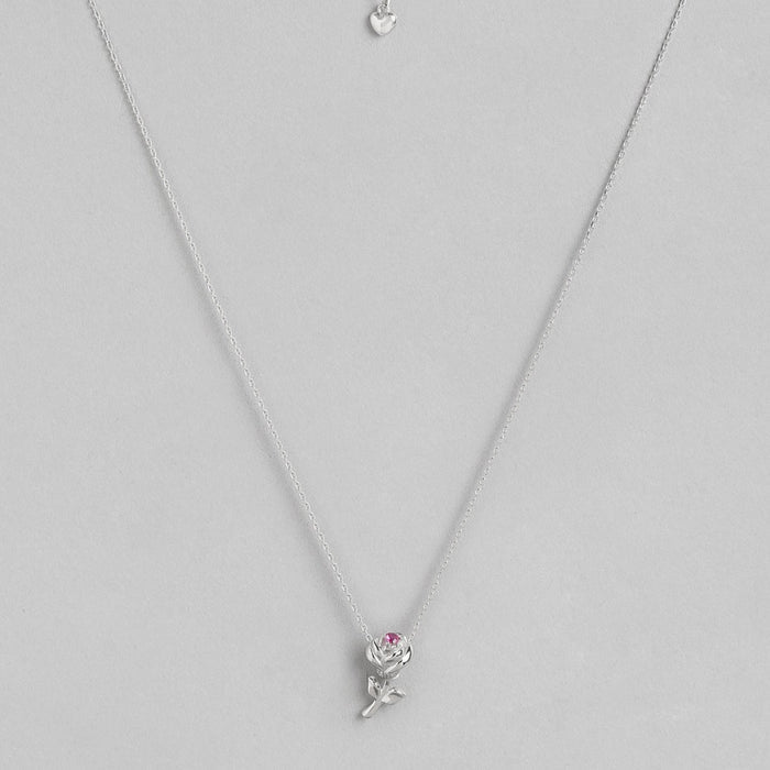Rose 925 Sterling Silver CZ Necklace