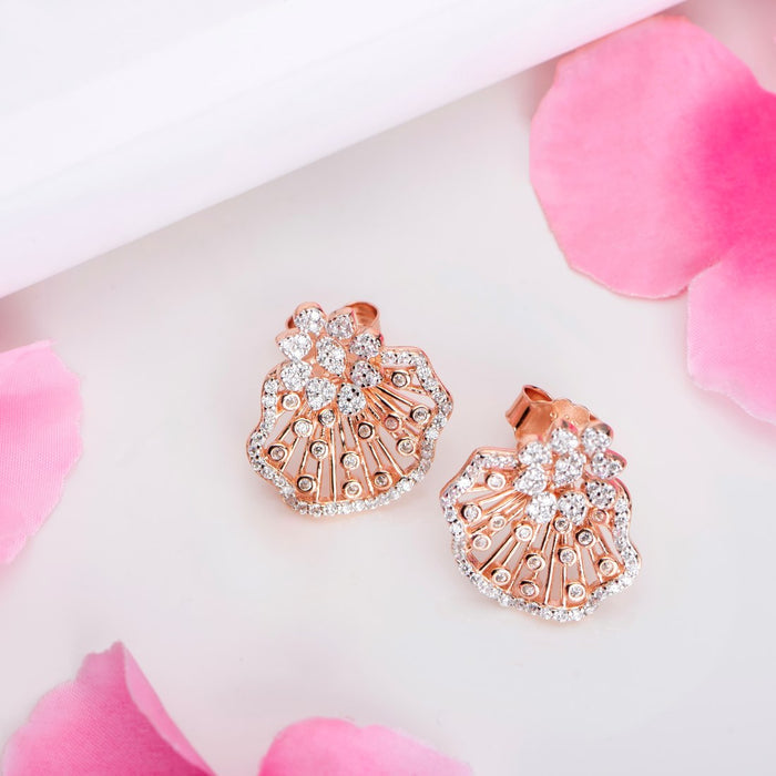 Rose Bloom Delight 925 Sterling Silver Rose Gold-Plated Flower Earring