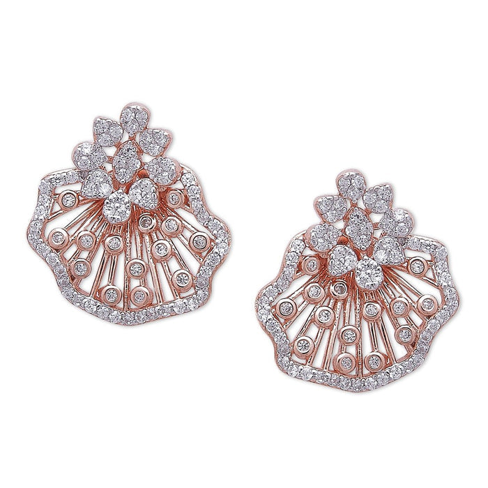 Rose Bloom Delight 925 Sterling Silver Rose Gold-Plated Flower Earring