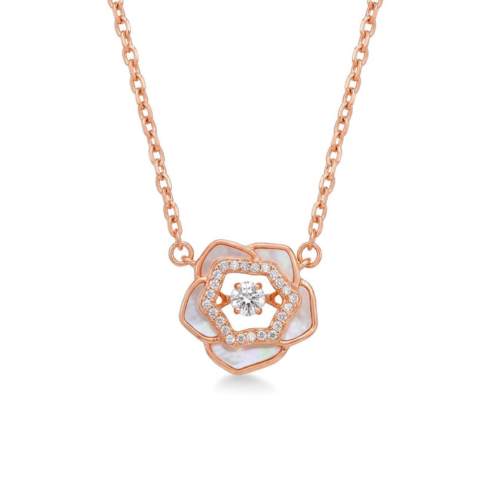 Rose Bloom Glow MOP Rose Gold Plated 925 Silver Necklace