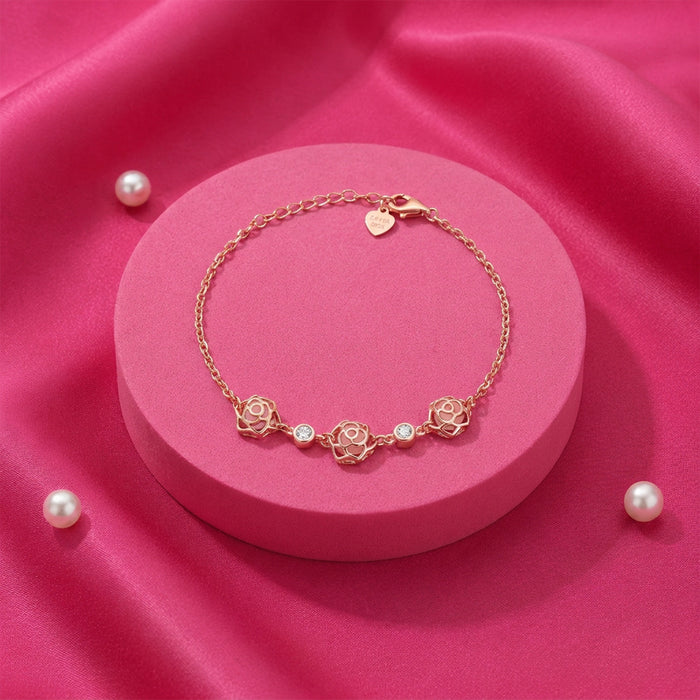 Rose Bloom Rose Gold Plated 925 Silver Bracelet