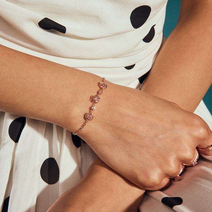 Rose Bloom Rose Gold Plated 925 Silver Bracelet