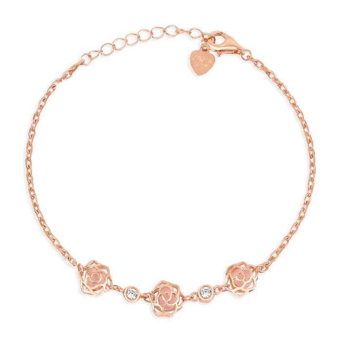 Rose Bloom Rose Gold Plated 925 Silver Bracelet