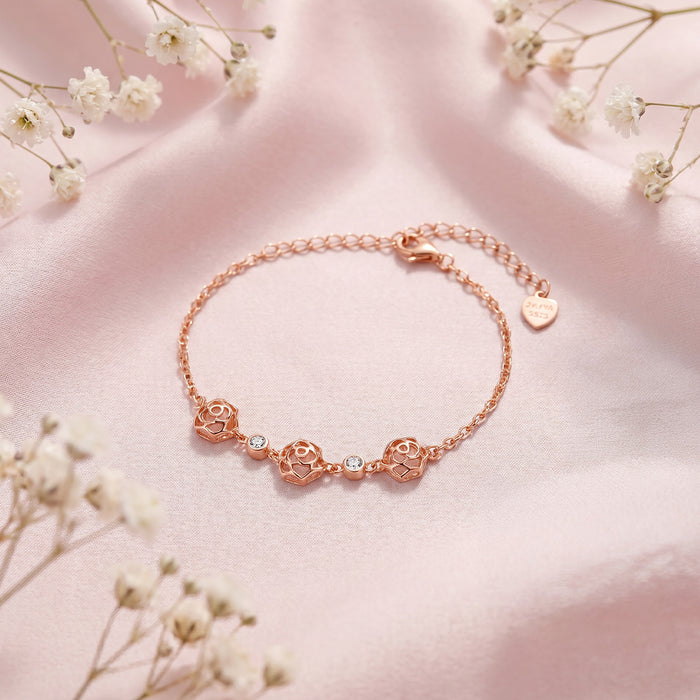 Rose Bloom Rose Gold Plated 925 Silver Bracelet