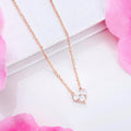 Rose Elegance CZ Rose Gold Plated 925 Sterling Silver Necklace