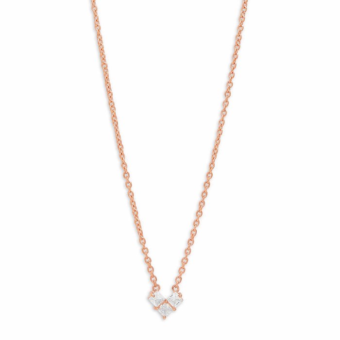 Rose Elegance CZ Rose Gold Plated 925 Sterling Silver Necklace