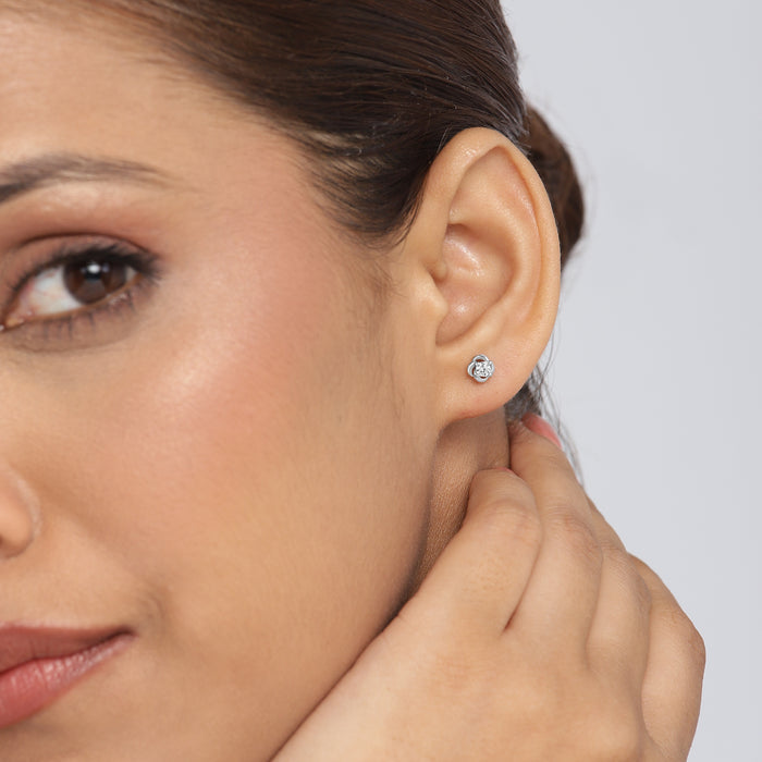 Rose Essence Rhodium Plated 925 Sterling Silver Earrings