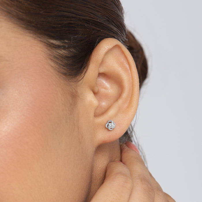 Rose Essence Rhodium Plated 925 Sterling Silver Earrings