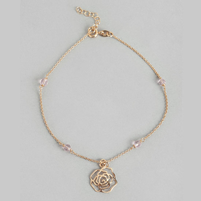 Rose Garden Delight 925 Sterling Silver Anklet with Cubic Zirconia