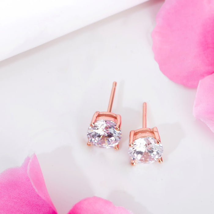 Rose Gold Alexis Solitaire 925 Sterling Silver Earrings