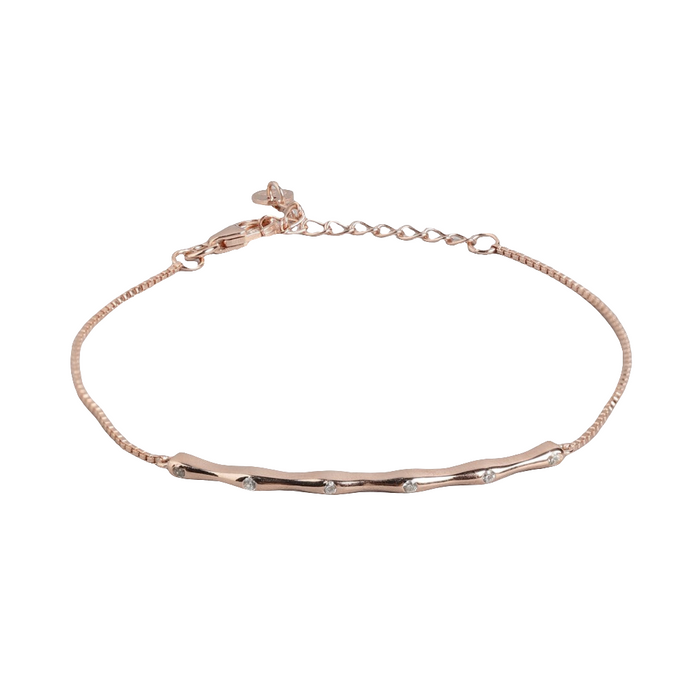 Rose Gold Bamboo Bliss 925 Sterling Silver Bracelet with Cubic Zirconia