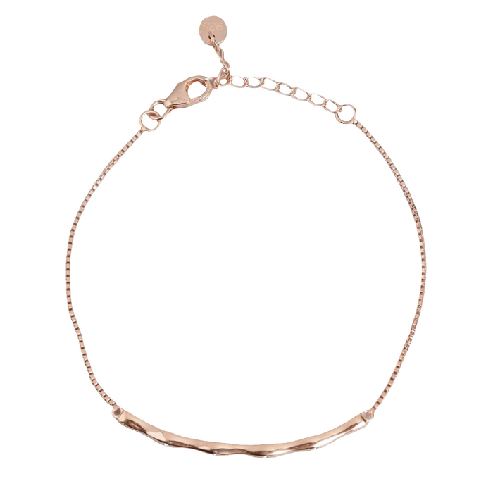 Rose Gold Bamboo Bliss 925 Sterling Silver Bracelet with Cubic Zirconia