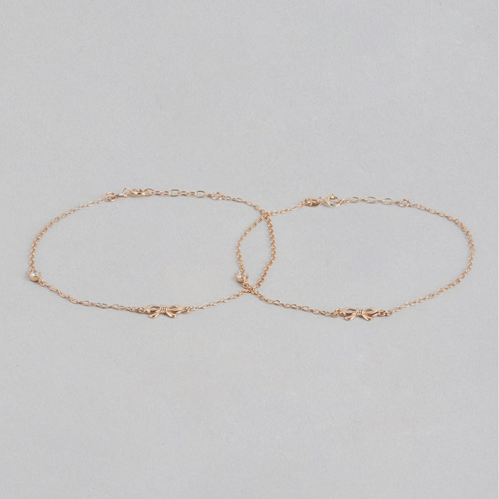 Rose Gold Bow Chained 925 Sterling Silver Anklet