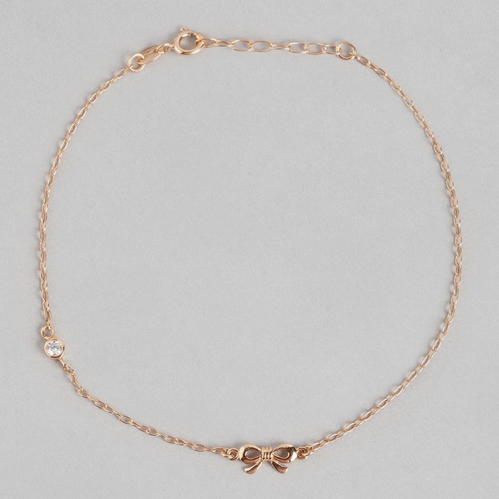 Rose Gold Bow Chained 925 Sterling Silver Anklet