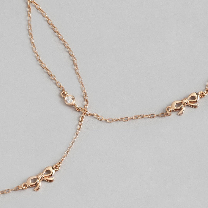 Rose Gold Bow Chained 925 Sterling Silver Anklet