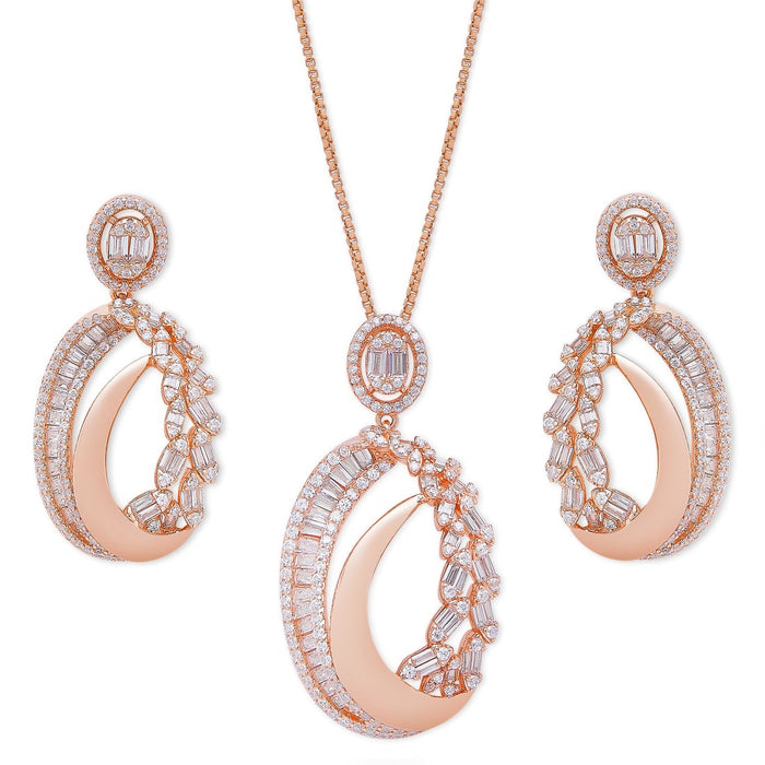 Rose Gold CZ Radiance 925 Sterling Silver Jewelry Set