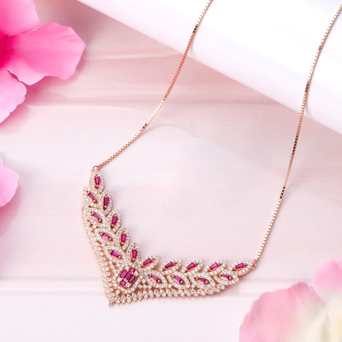 Rose Gold CZ Radiance 925 Sterling Silver Necklace