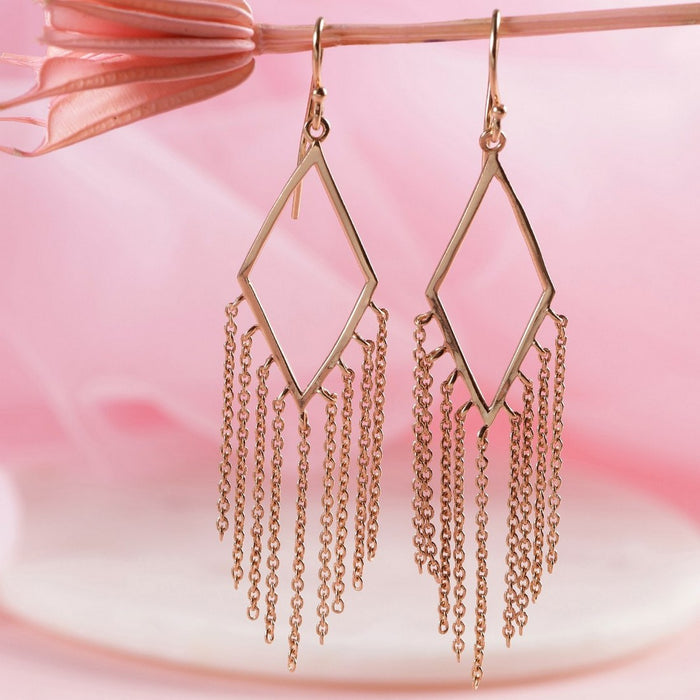 Rose Gold Dangling 925 Sterling Silver Studs