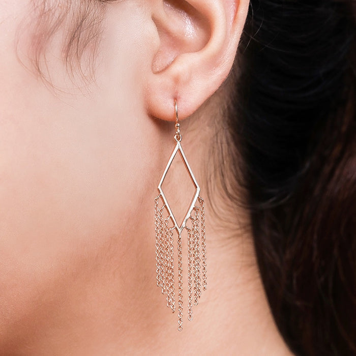 Rose Gold Dangling 925 Sterling Silver Studs
