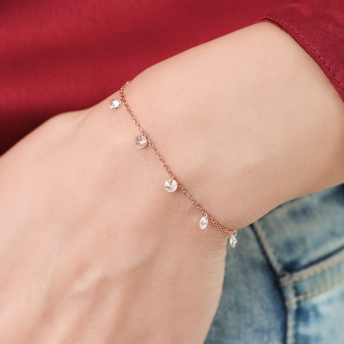 Rose Gold Elegance 925 Sterling Silver Drop Bracelet