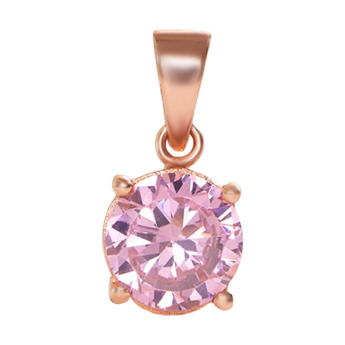 Rose Gold Elegance CZ 925 Sterling Silver Pendant with Chain