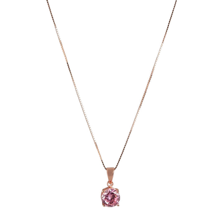 Rose Gold Elegance CZ 925 Sterling Silver Pendant with Chain